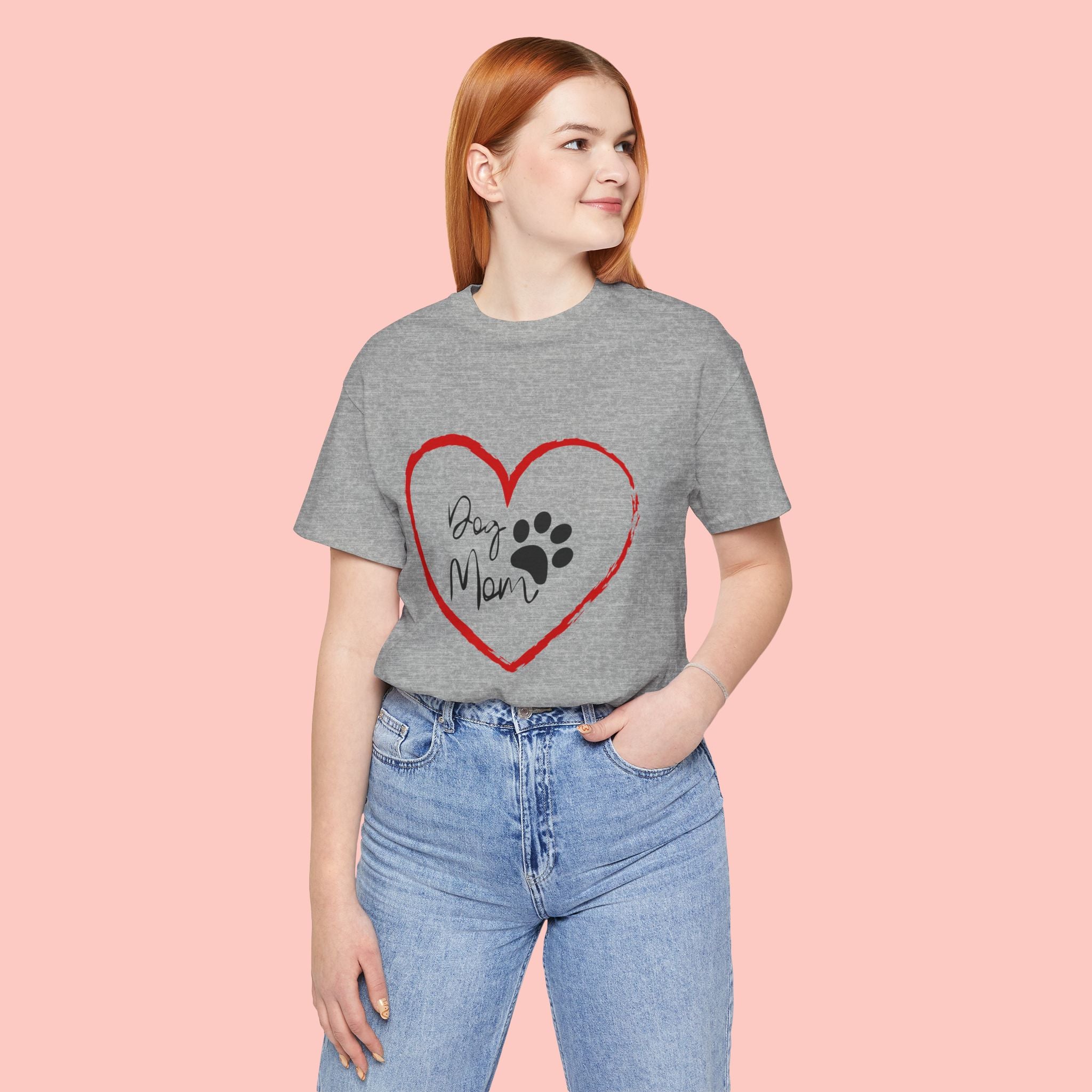 Dog Mom Heart Paw T‑Shirt