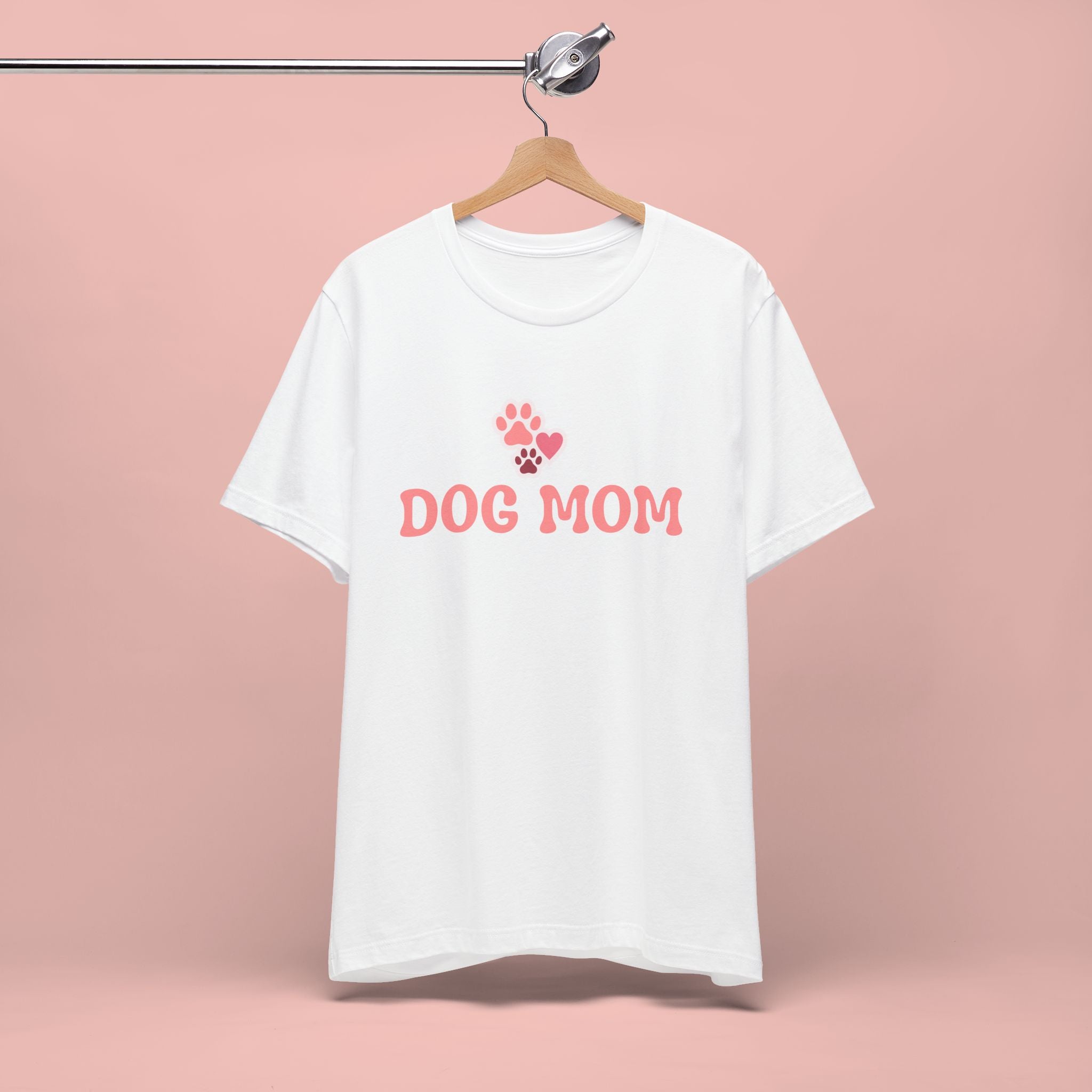 Dog Mom T-Shirt — Pink Paw Graphic Tee for Dog Lovers