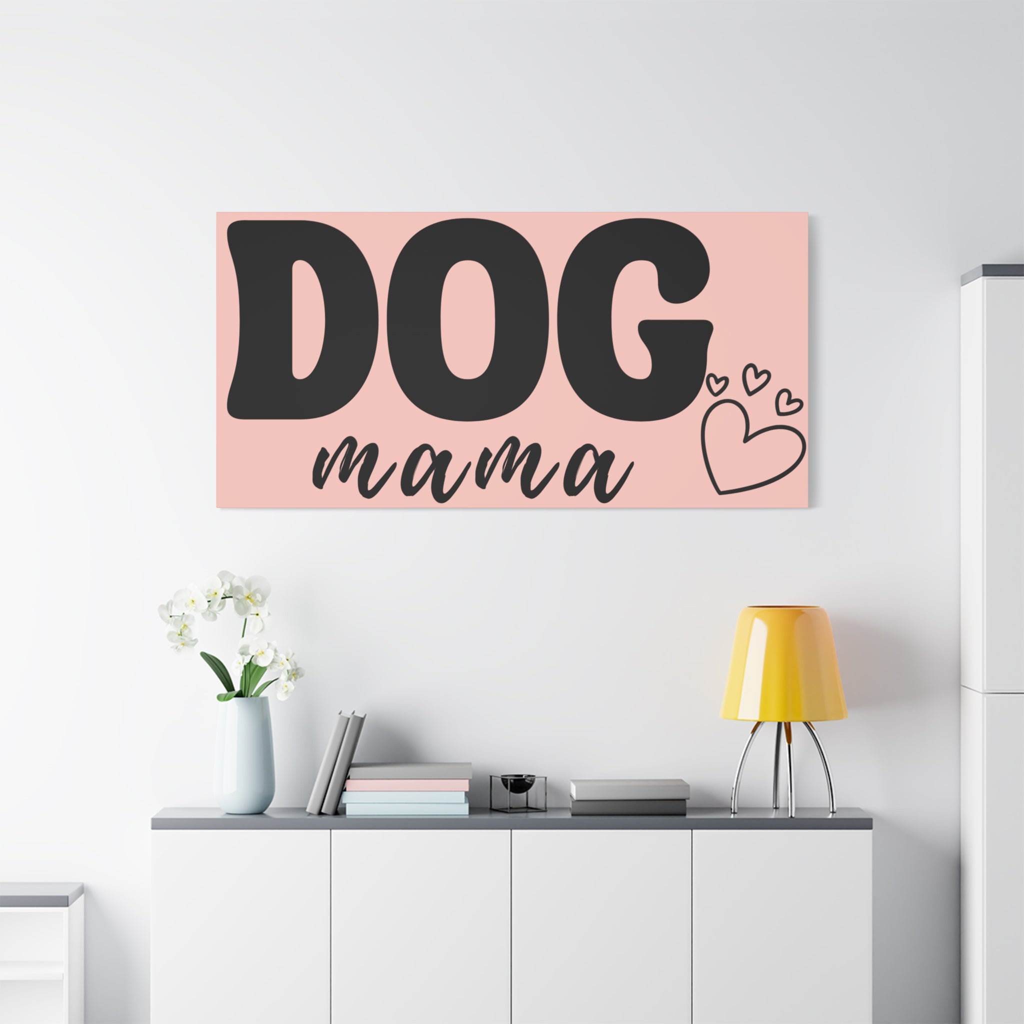 Dog Mama Pink Canvas Wall Art — Heart Pet Mom Decor
