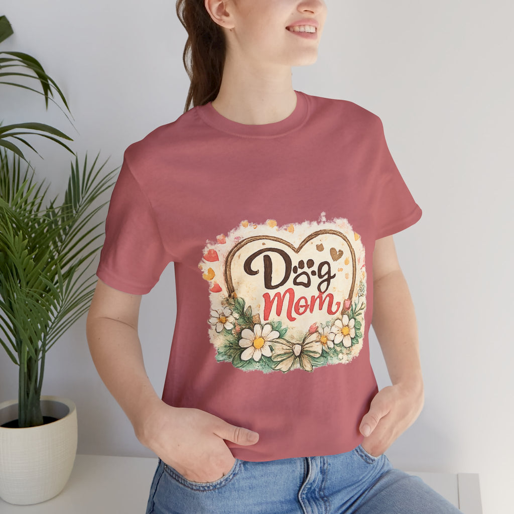 Dog Mom T-Shirt – Floral Paw Heart Graphic Tee