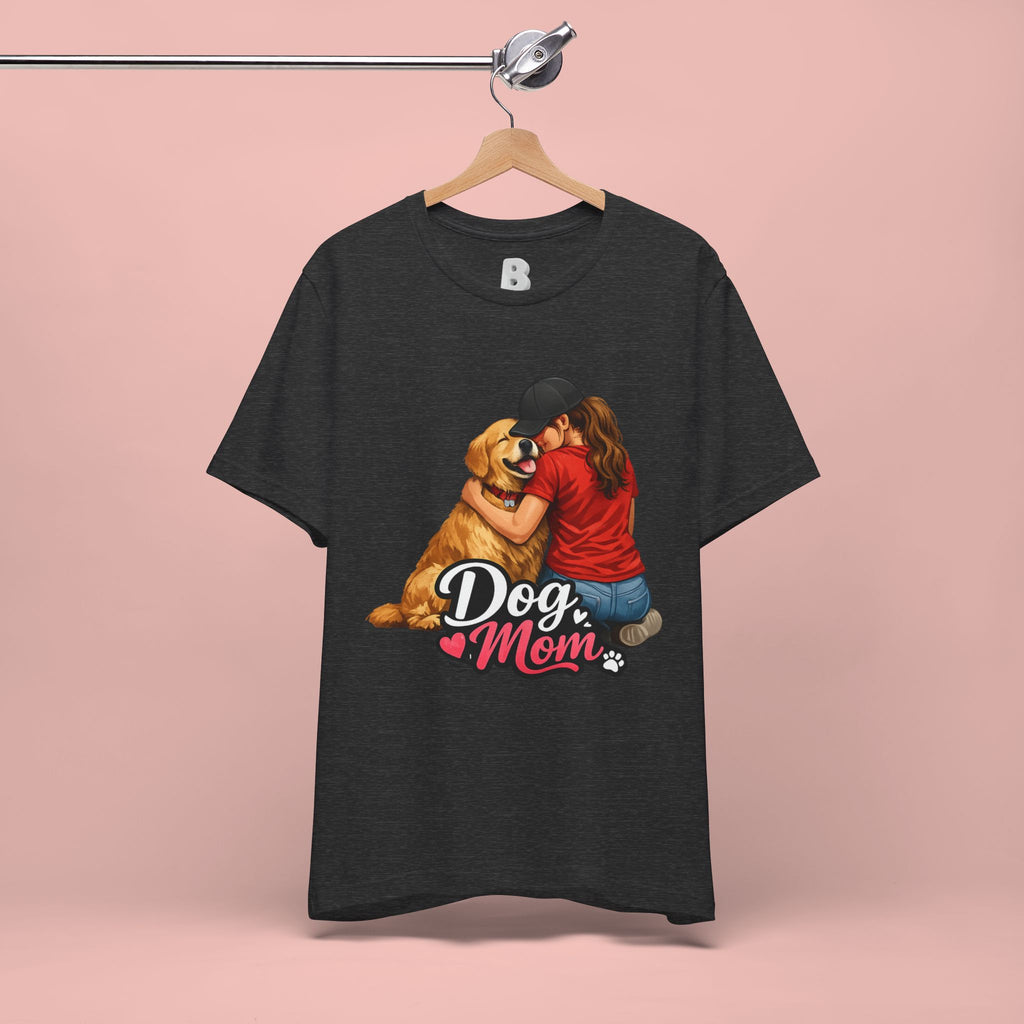 Dog Mom T-Shirt - Cute Woman Hugging Golden Retriever Tee