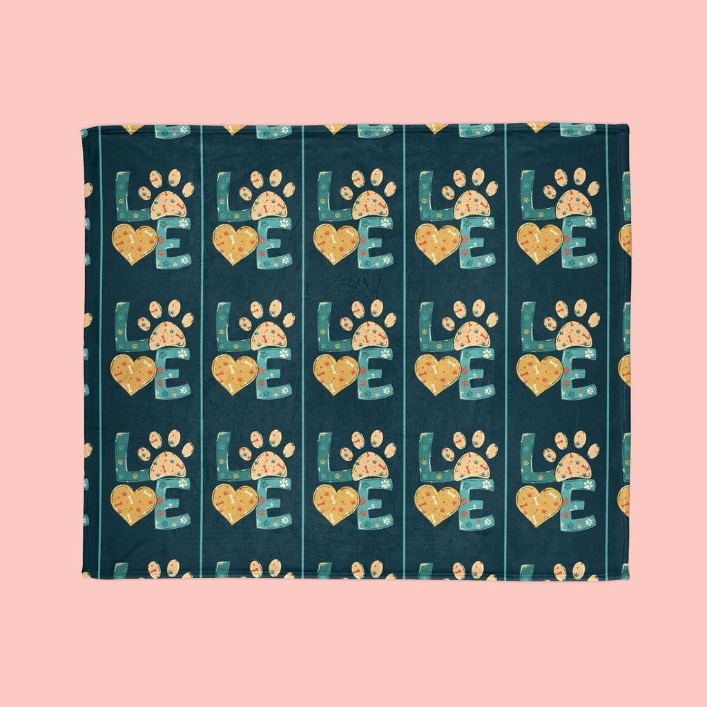 Pet Paw Love Blanket — Cozy Soft Polyester Throw for Dog & Cat Lovers
