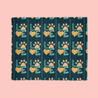 Pet Paw Love Blanket — Cozy Soft Polyester Throw for Dog & Cat Lovers