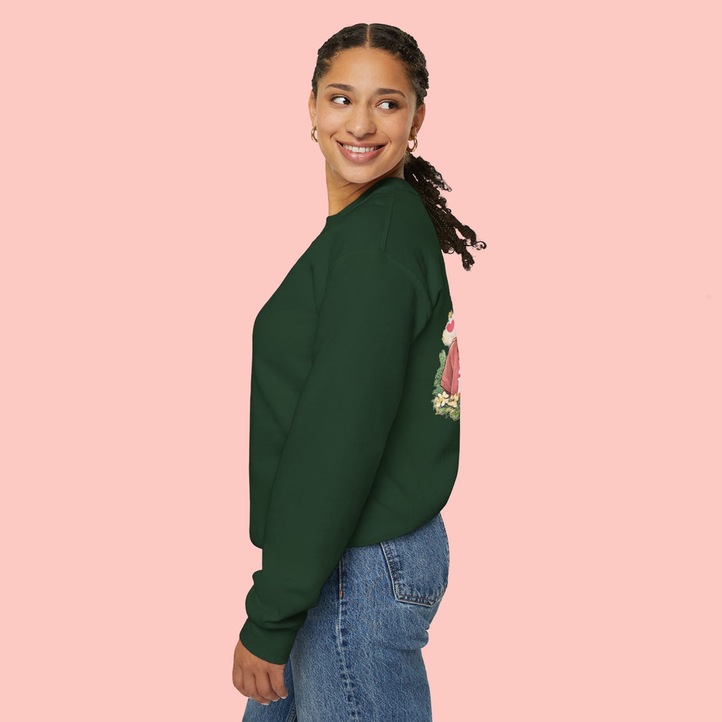 Dog Mom Crewneck Sweatshirt – Cute Floral Paw Print Back Graphic