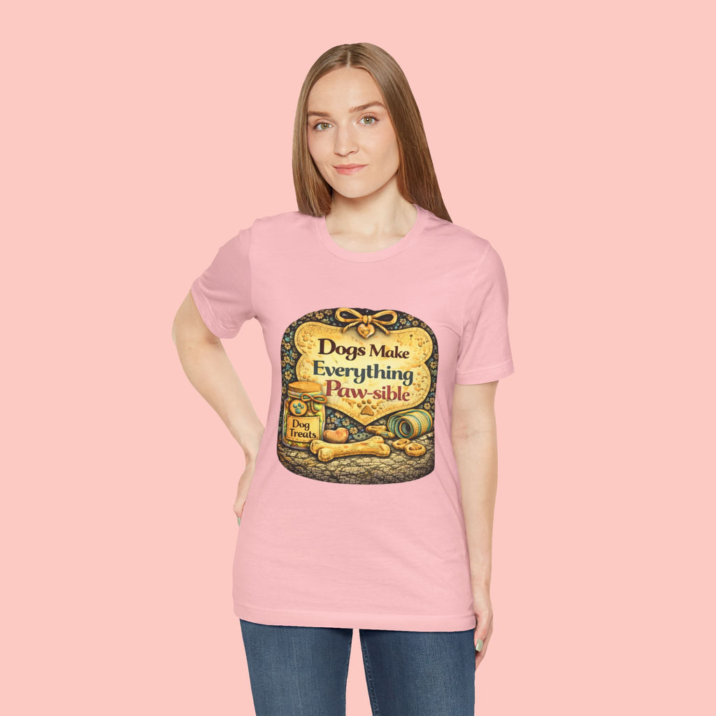 Dog Lover T‑Shirt – "Dogs Make Everything Paw‑sible" Vintage Pet Rescue Tee