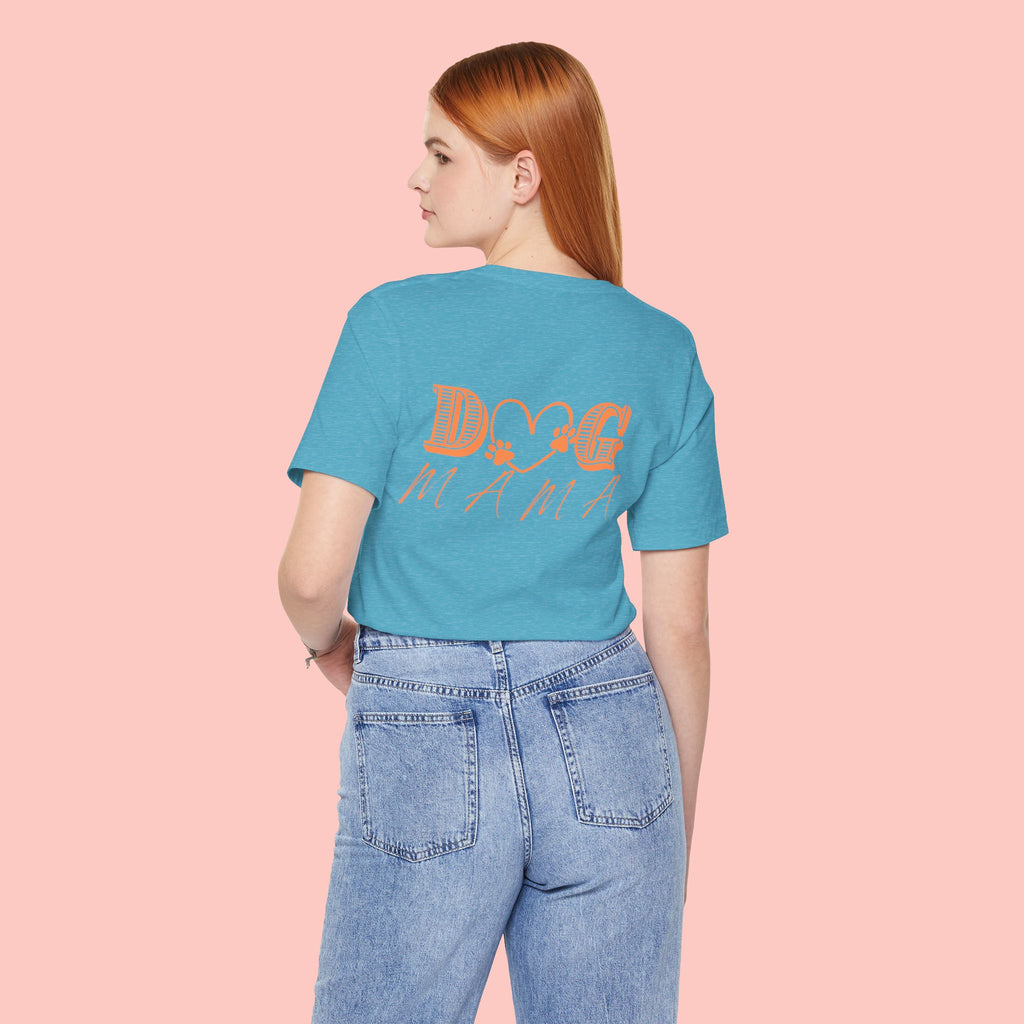 Dog Mama Tee — Retro Heart & Paw Graphic Short Sleeve Shirt