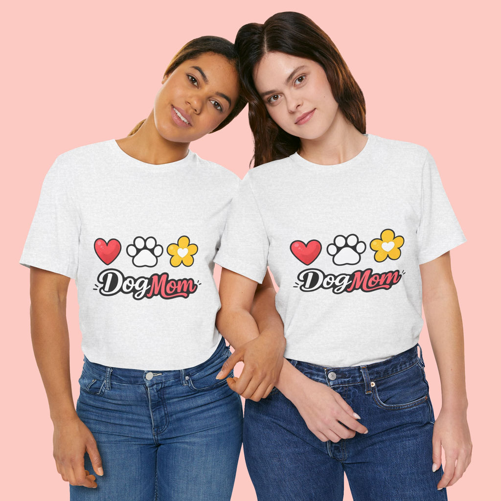 Dog Mom T-Shirt – Heart, Paw & Flower Graphic Tee