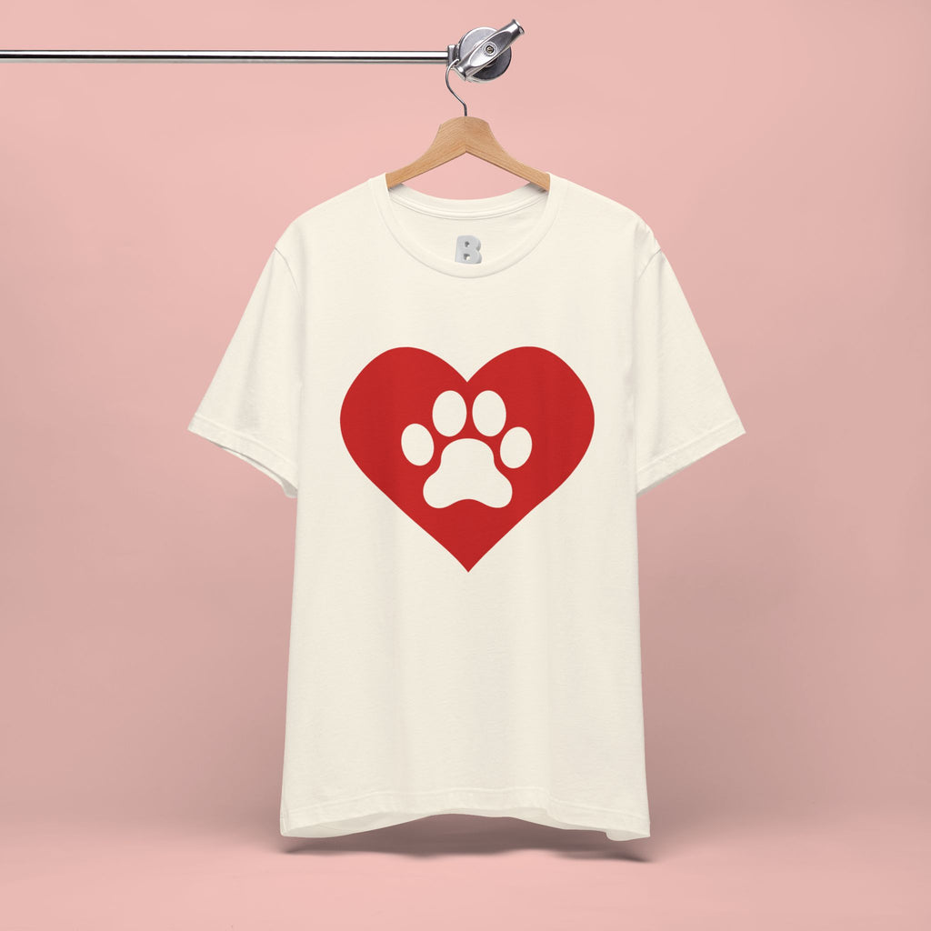 Pet Lover T-Shirt — Red Heart Paw Print Tee