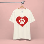 Pet Lover T-Shirt — Red Heart Paw Print Tee