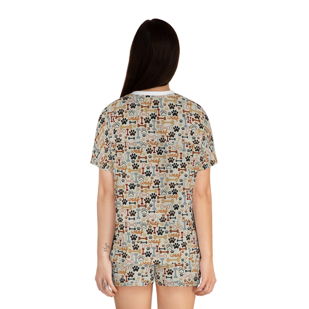Women's Dog Paw & Bones Pajama Set — 'Woof' Short Sleepwear