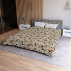 Cat Paw Print Duvet Cover — Cute Cartoon Cats & Paws Microfiber Bedding
