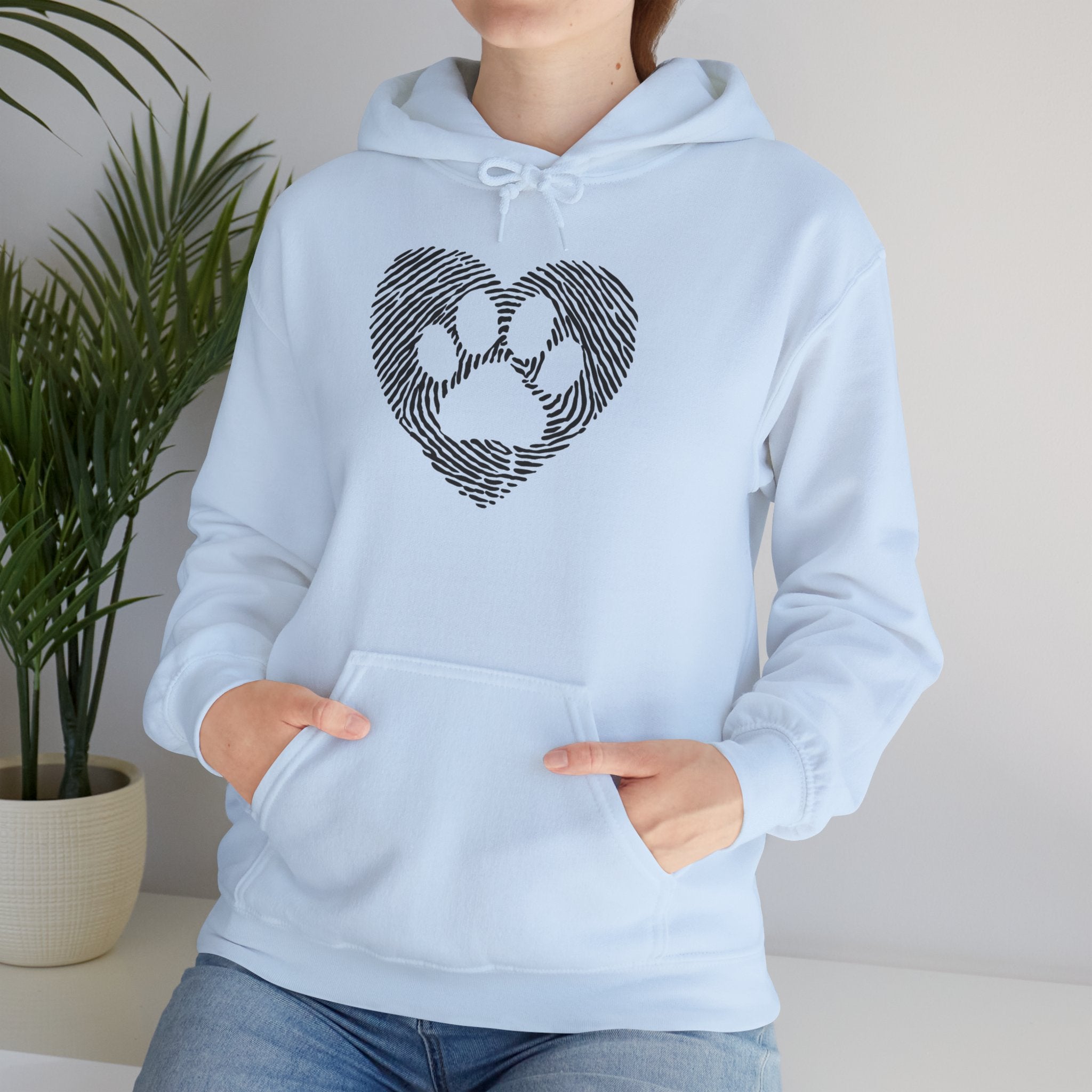 Heart Paw Print Hoodie — Dog Lover Heart Paw Graphic Sweatshirt