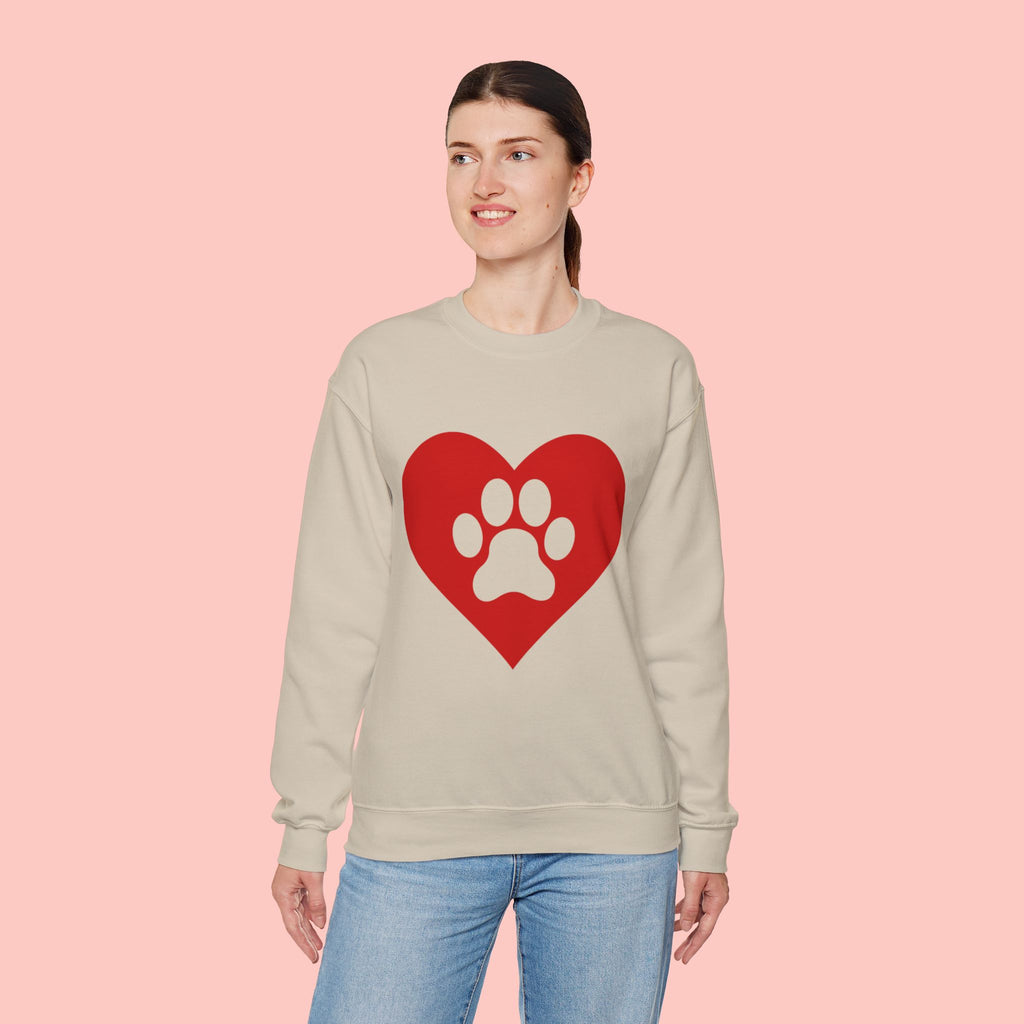 Heart Paw Crewneck Sweatshirt — Cute Pet Lover Pullover