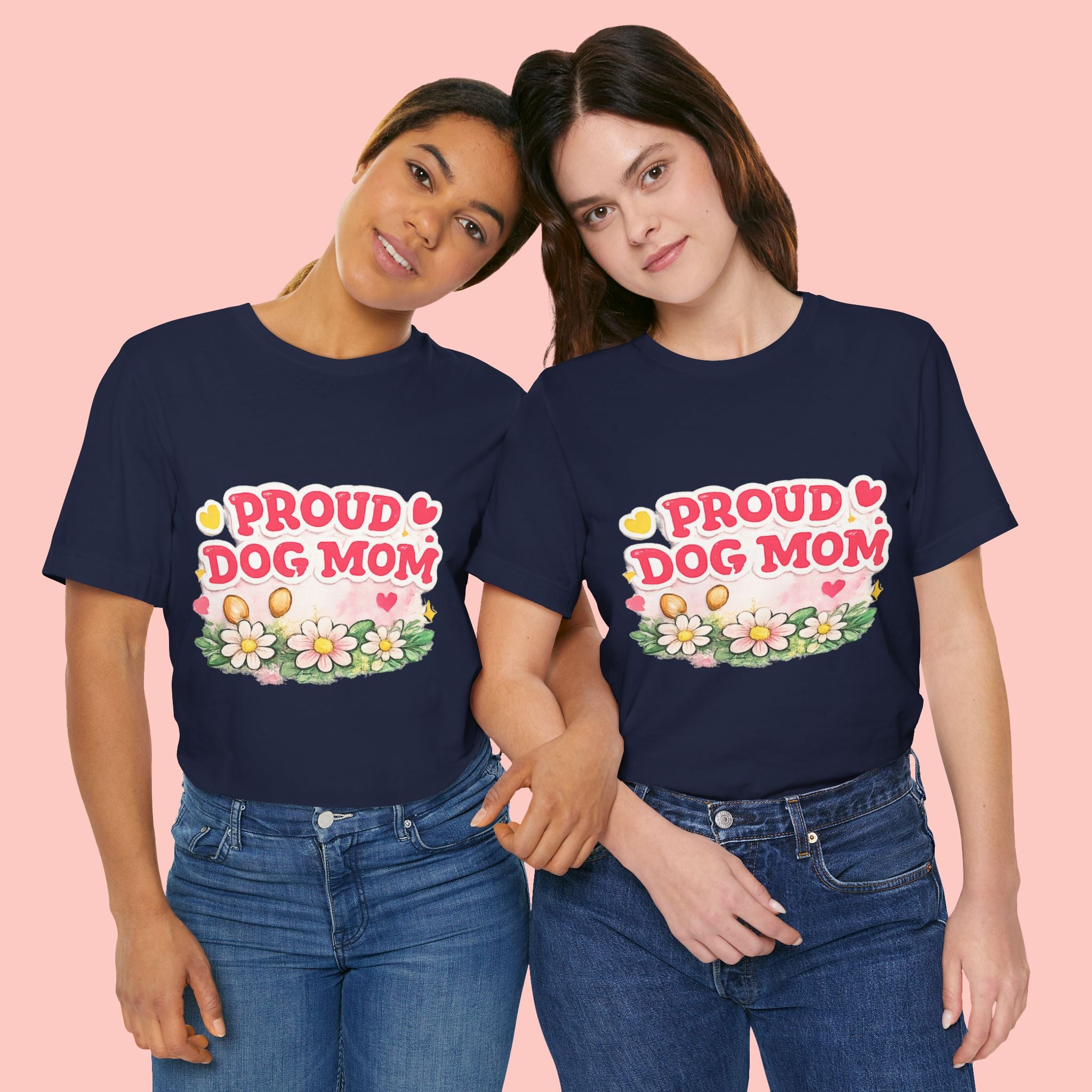 Proud Dog Mom Tee – Floral Retro Heart Design