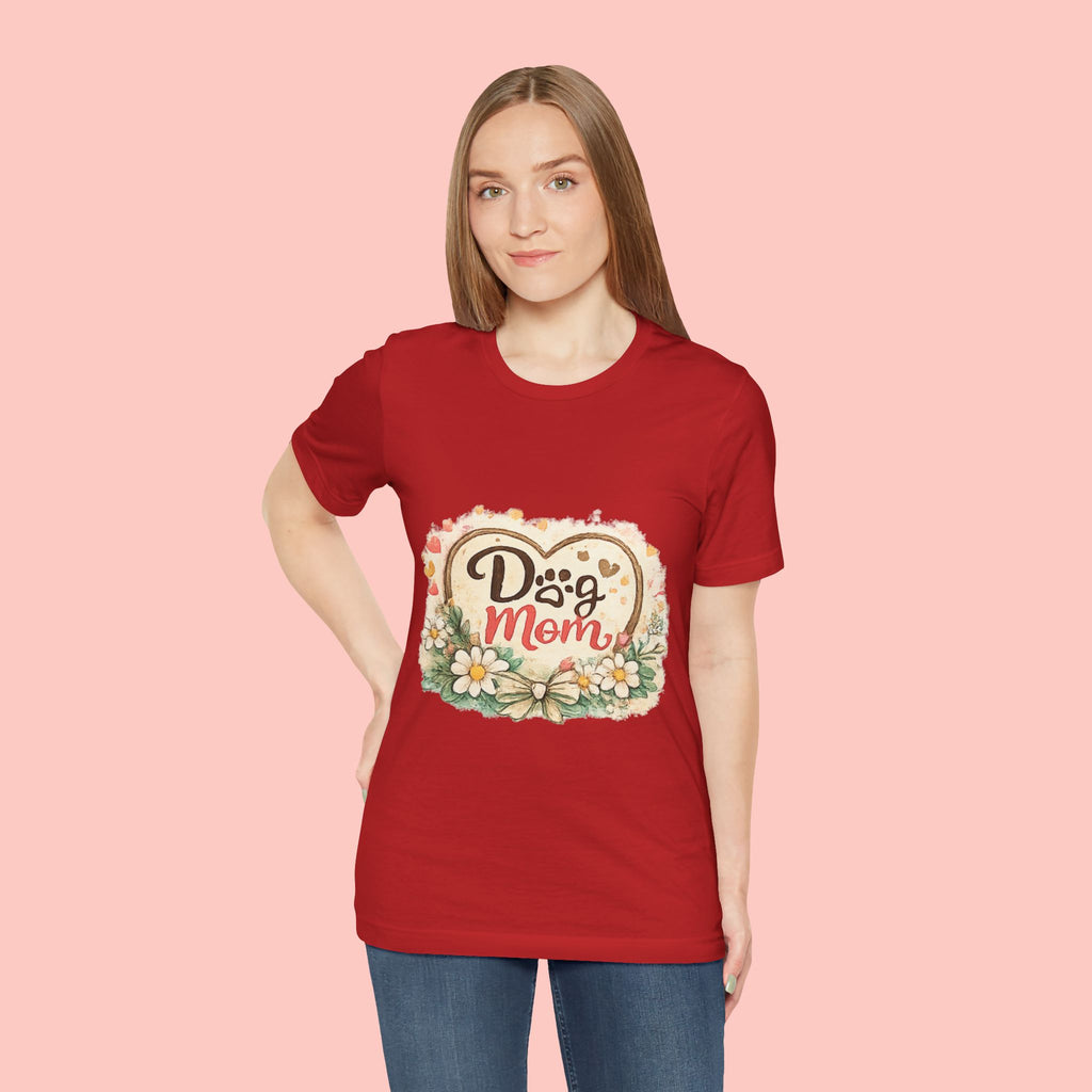 Dog Mom T-Shirt – Floral Paw Heart Graphic Tee