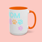 Dog Mom Club Accent Coffee Mug – Colorful Paw Print 11/15oz