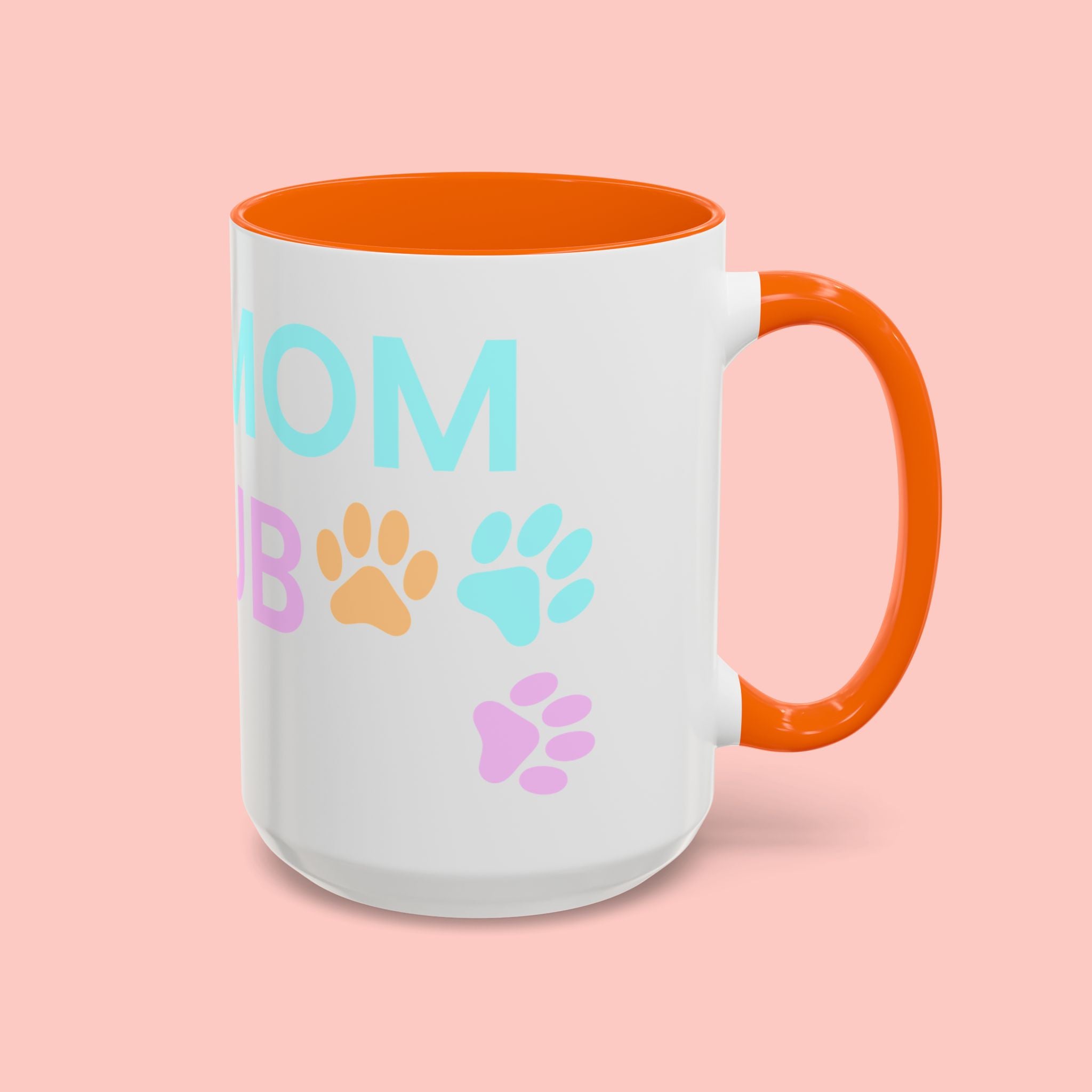 Dog Mom Club Accent Coffee Mug – Colorful Paw Print 11/15oz
