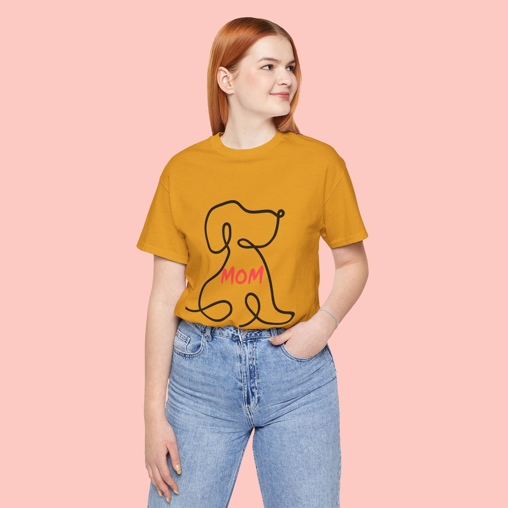 Mom Dog T-Shirt — Minimal Line Art Puppy Tee for Dog Moms, Mother's Day Gift
