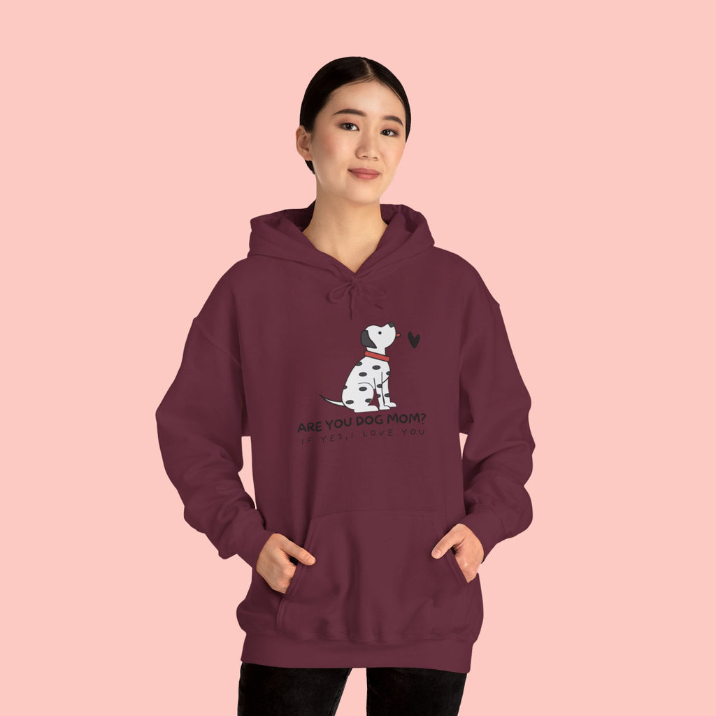 Dog Mom Hoodie — 'Are You Dog Mom?' Cute Dalmatian Graphic Pullover