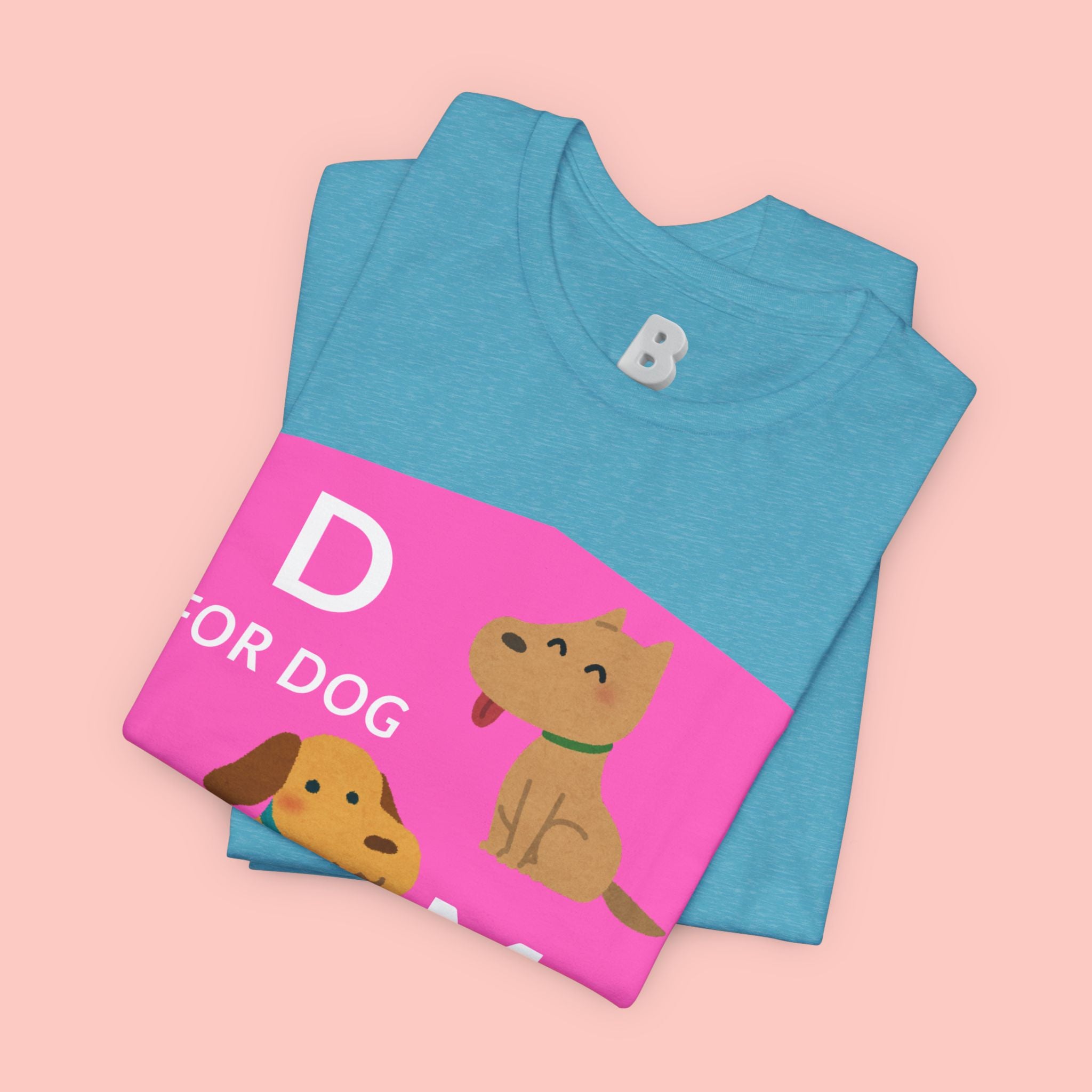 Dog Mom T-Shirt — Cute Pink "D for Dog, M for Mom" Graphic Tee
