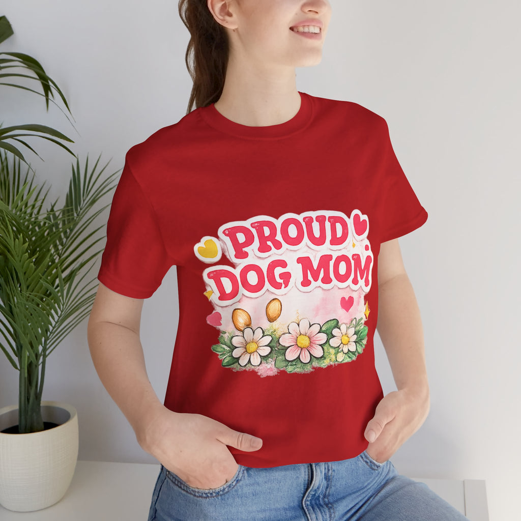 Proud Dog Mom Tee – Floral Retro Heart Design