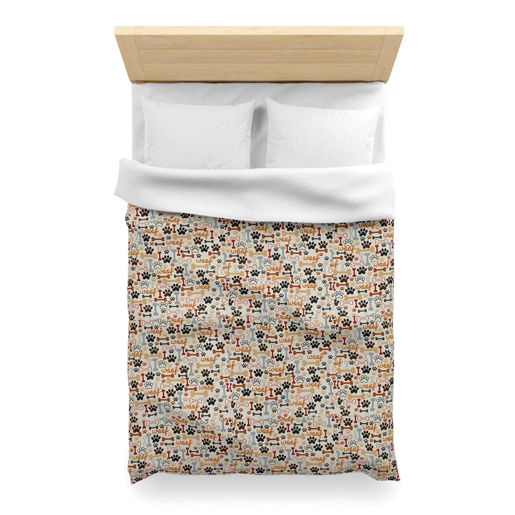 Cat Paw Print Duvet Cover — Cute Cartoon Cats & Paws Microfiber Bedding