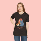 Dog Mom T‑Shirt — Cute Woman Hugging Dog Graphic Tee