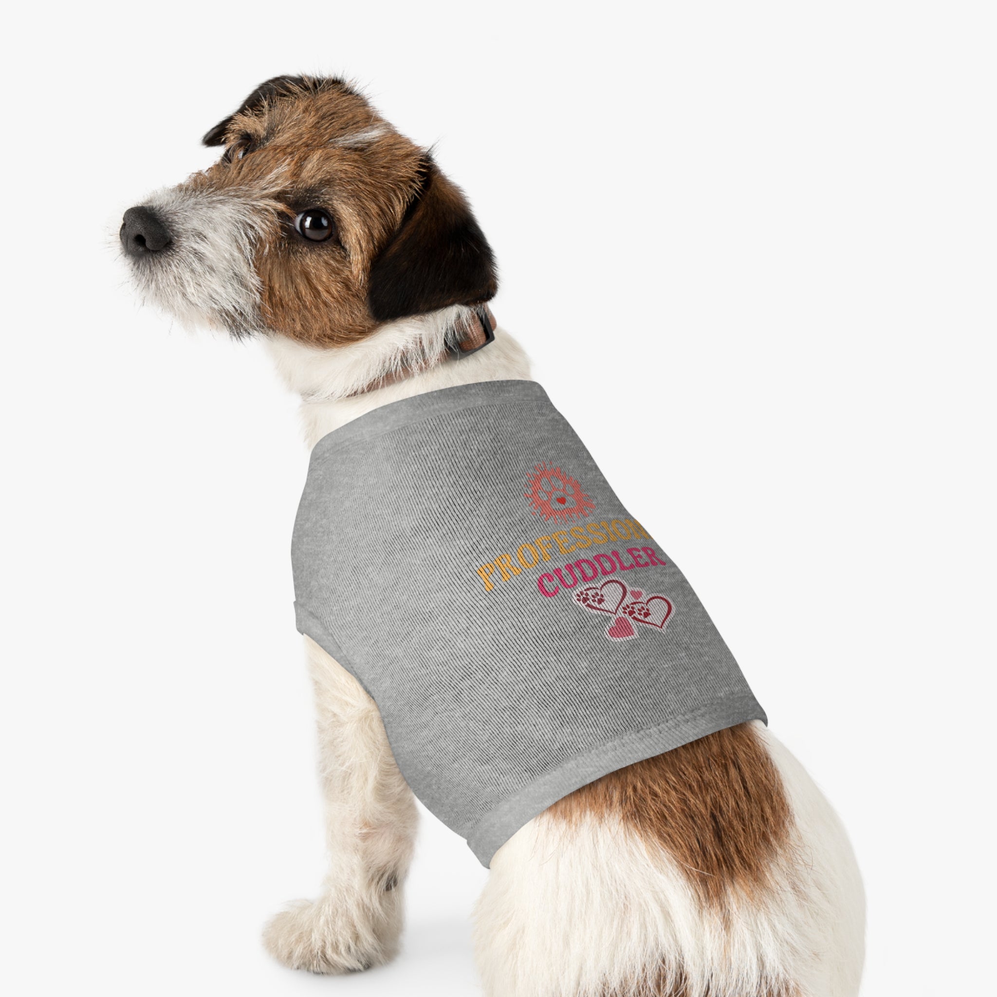 Professional Cuddler Pet Tank Top — Cute Paw Heart Dog & Cat Shirt for Small Pets
