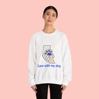 Dog Lover Crewneck Sweatshirt — "Love with my dog." Paw & Hold Graphic