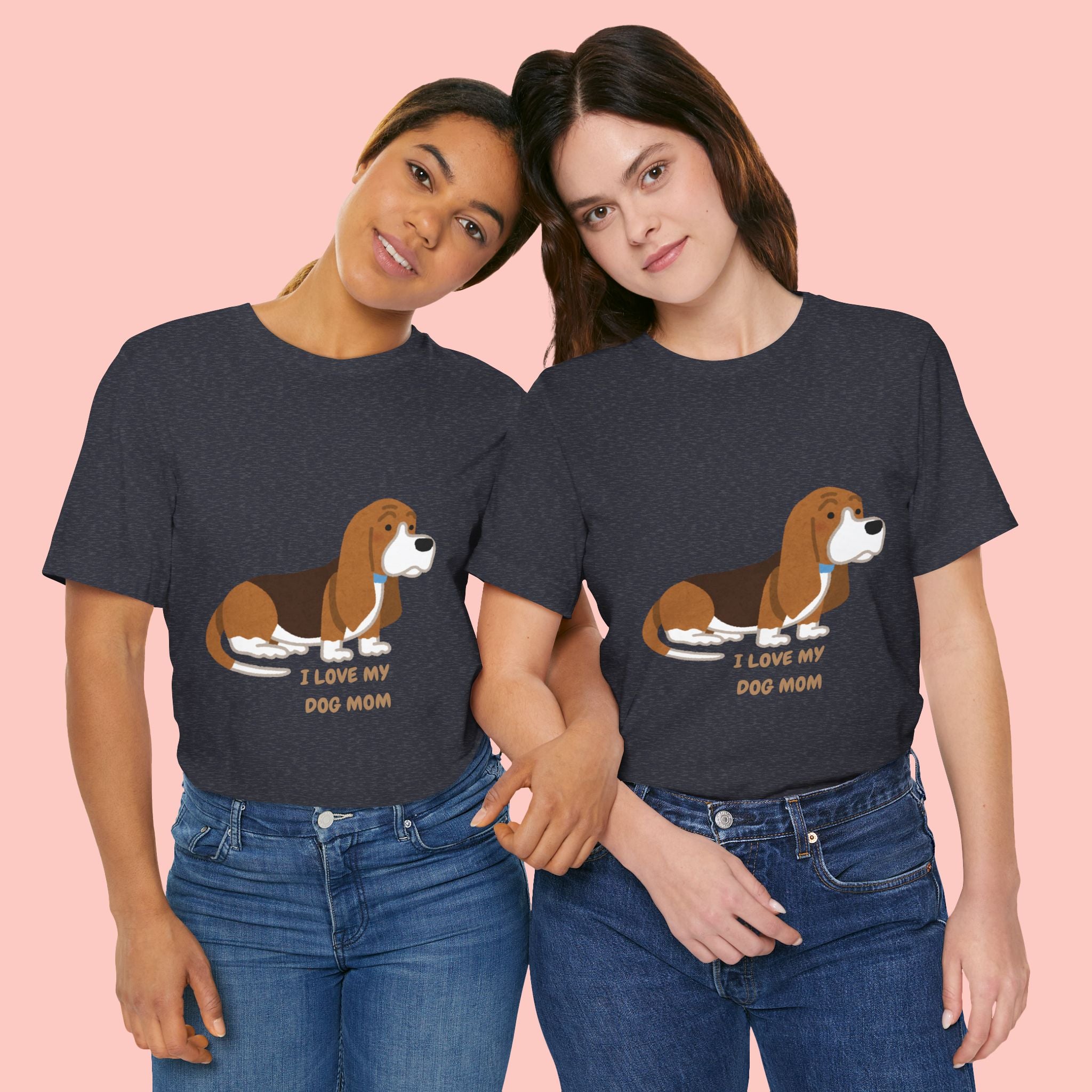 Dog Mom T‑Shirt — Cute Basset Hound I Love My Dog Mom Tee