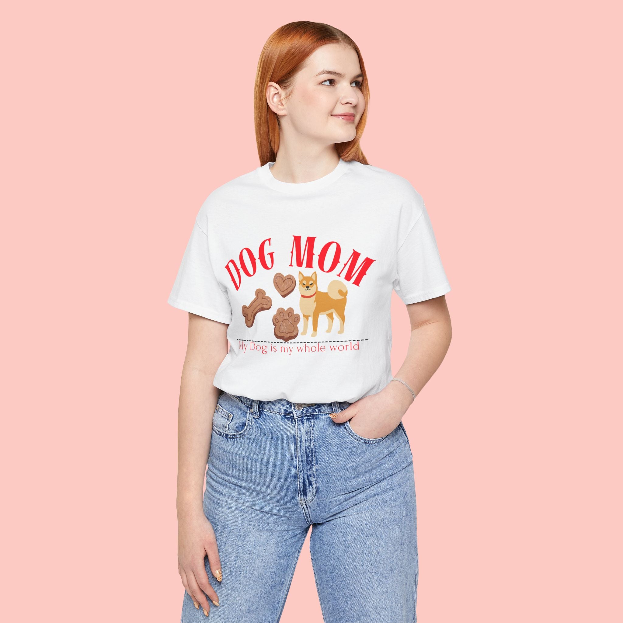 Dog Mom T-Shirt — Cute Shiba & Treats “My Dog Is My Whole World” Tee