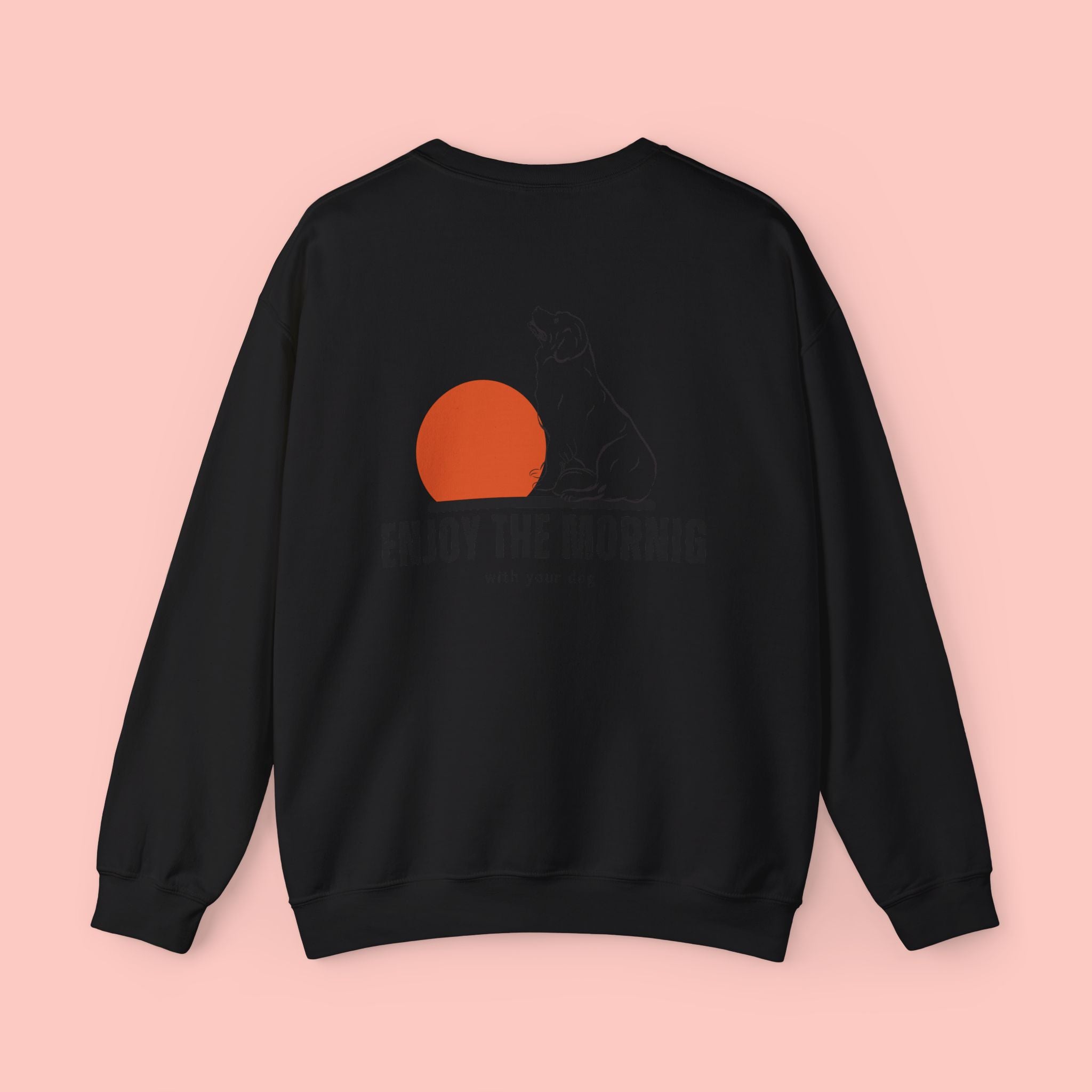Enjoy the Morning Crewneck Sweatshirt — Dog & Sunrise Graphic