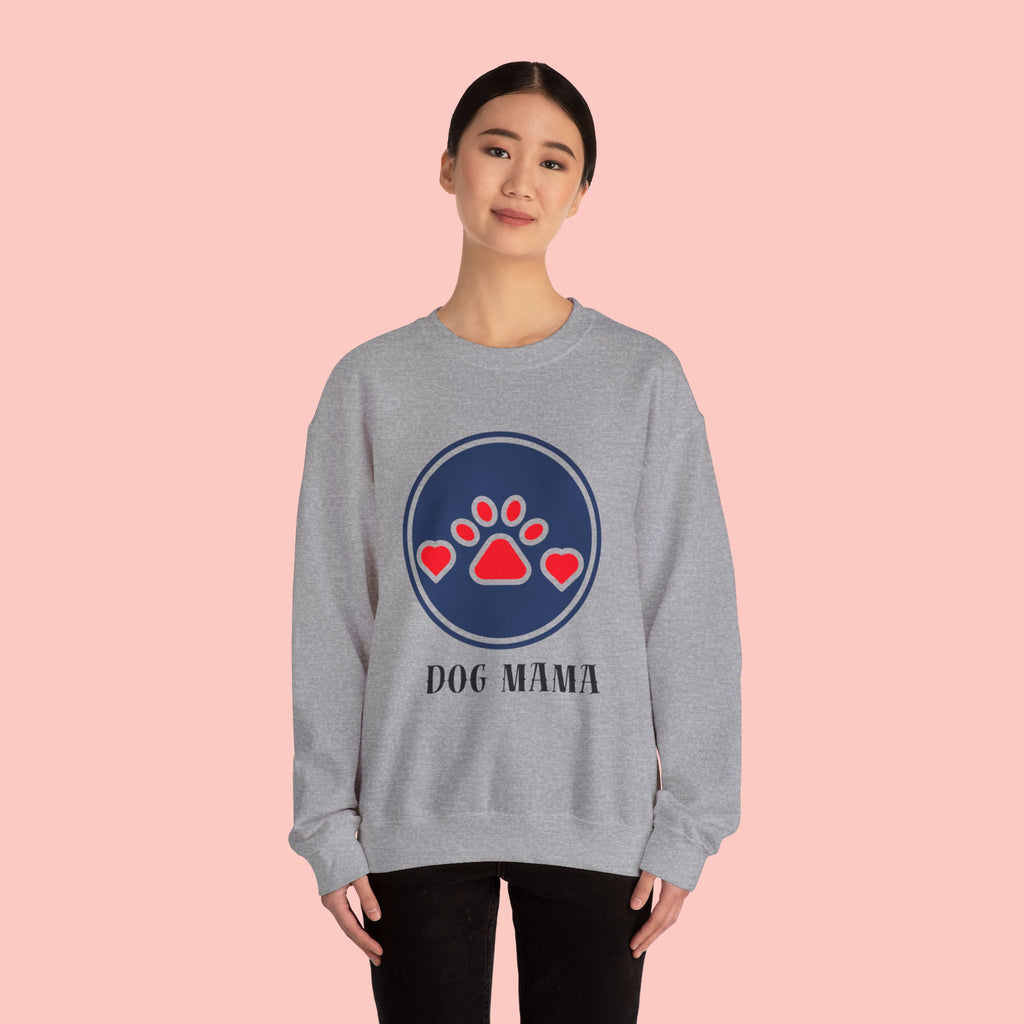 Dog Mama Crewneck Sweatshirt — Paw Print Heart Graphic