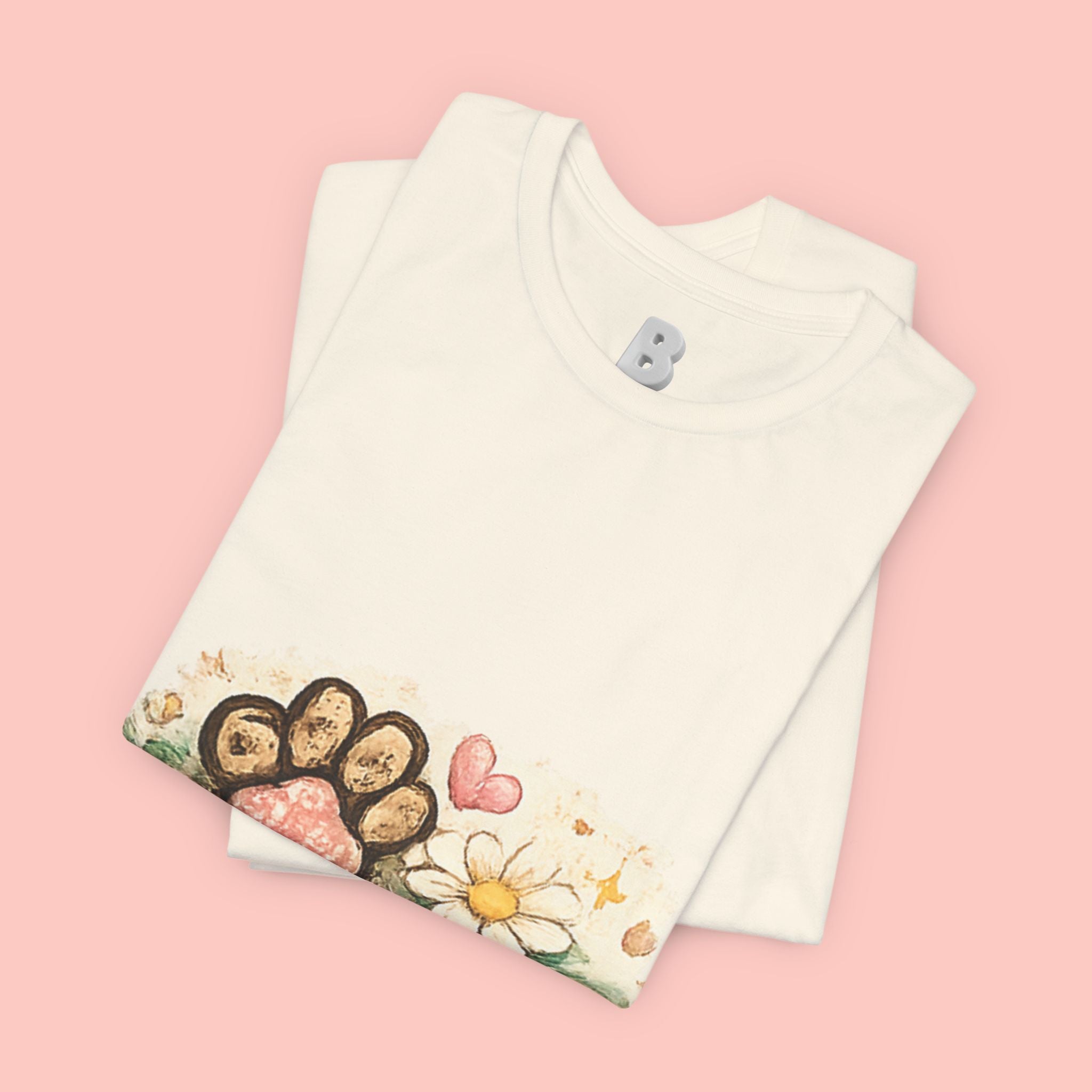 Dog Paw Floral T-Shirt — Cute Paw Print, Bone & Daisies Tee