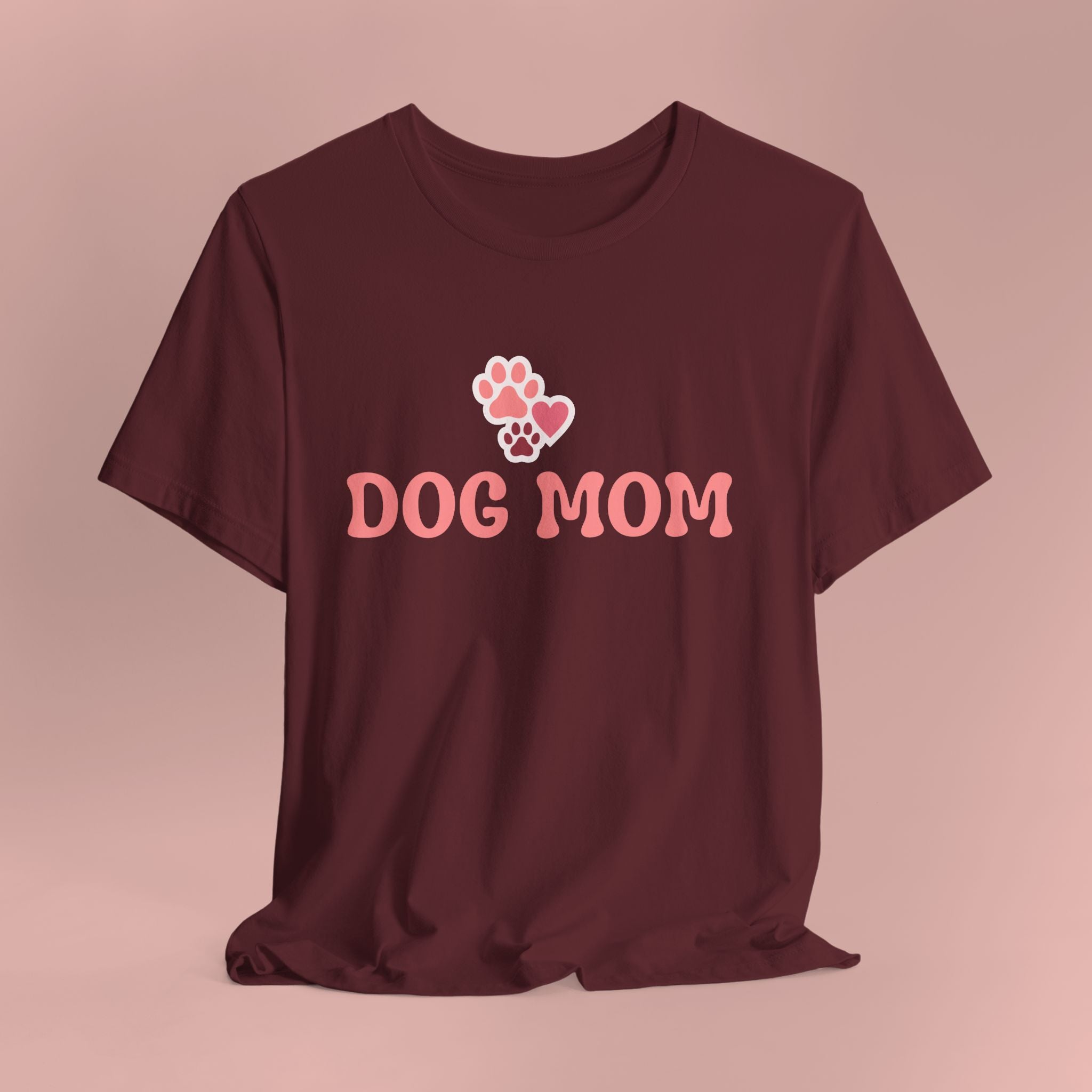Dog Mom T-Shirt — Pink Paw Graphic Tee for Dog Lovers