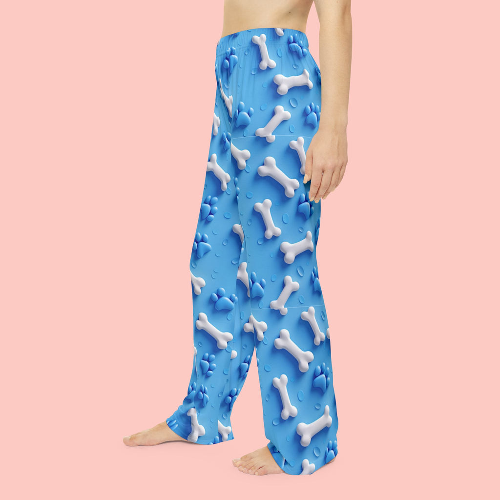 Women's Pajama Pants - Blue Dog Bones & Paw Print All-Over Print