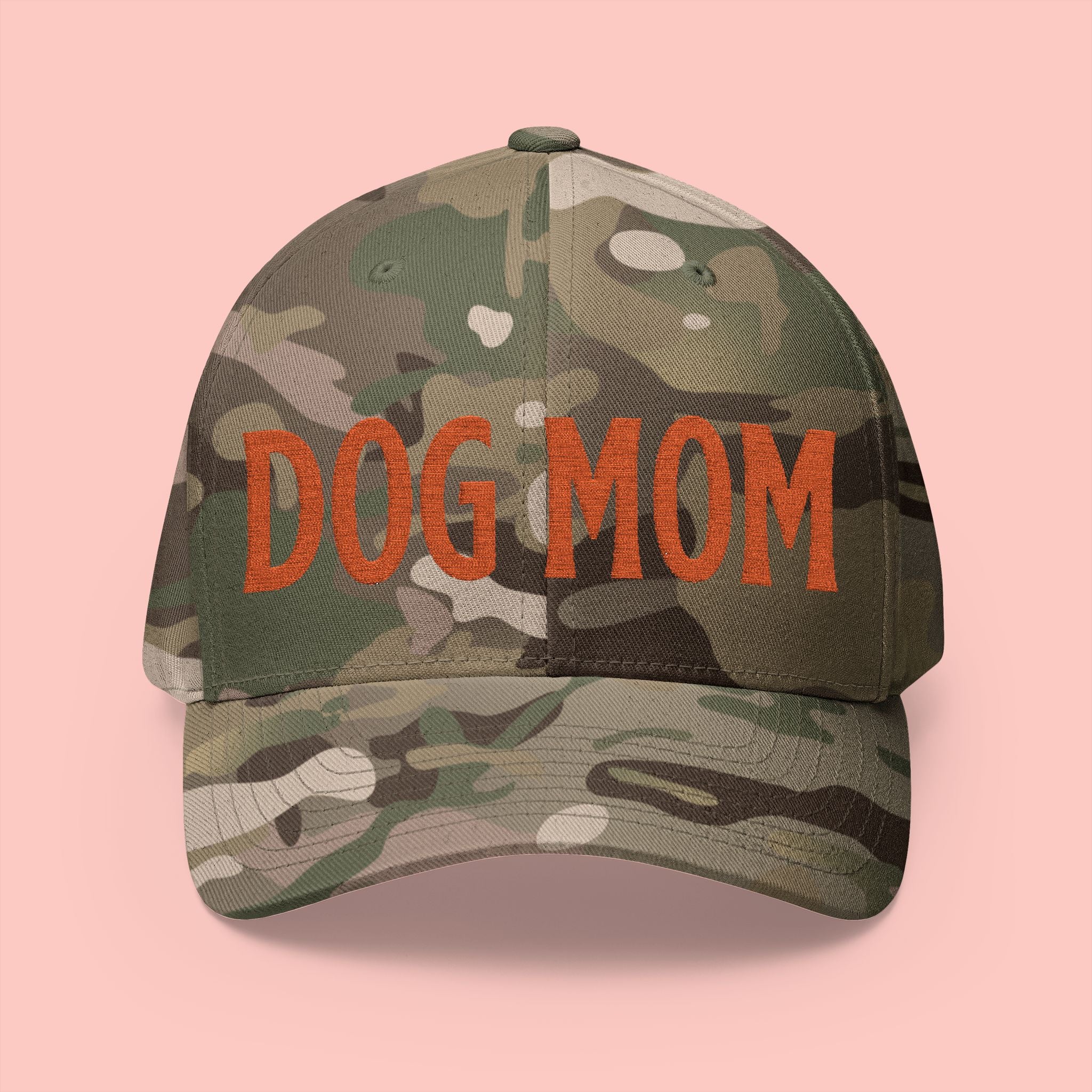 Dog Mom Embroidered Cap – White Structured Baseball Hat