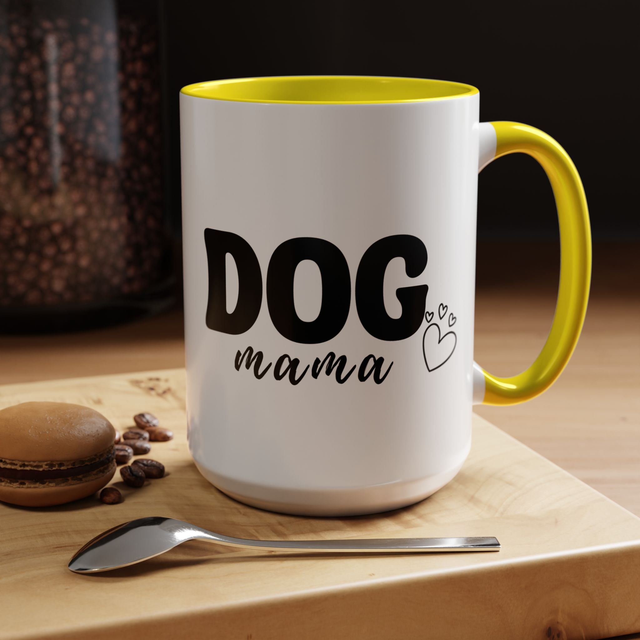 Dog Mama Accent Coffee Mug — Cute Black & White Pet Lover Gift (11/15oz)