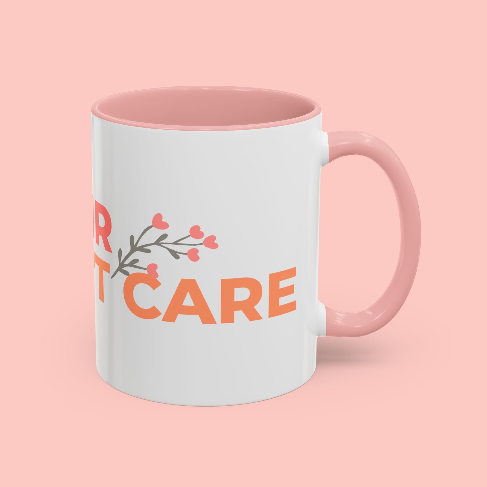 Accent Coffee Mug - "Growing Hair I Don't Care" Floral Script Coffee Mug