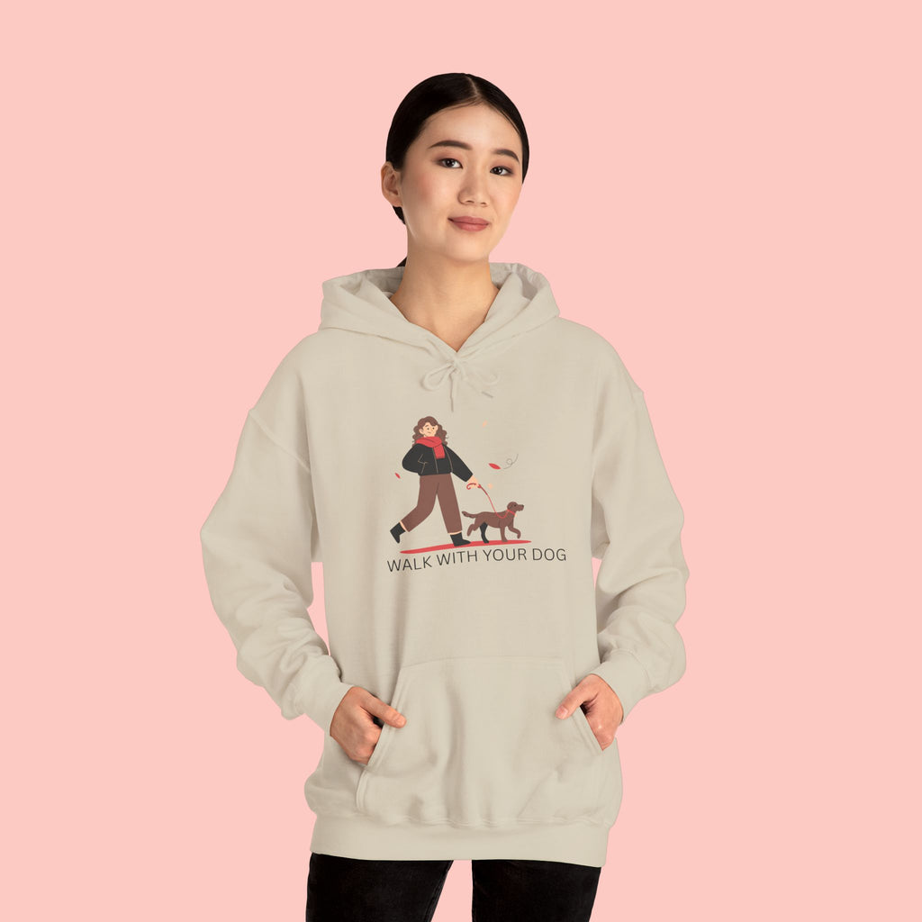 Dog Walk Hoodie — "Walk With Your Dog" Cozy Pet Lover Sweatshirt