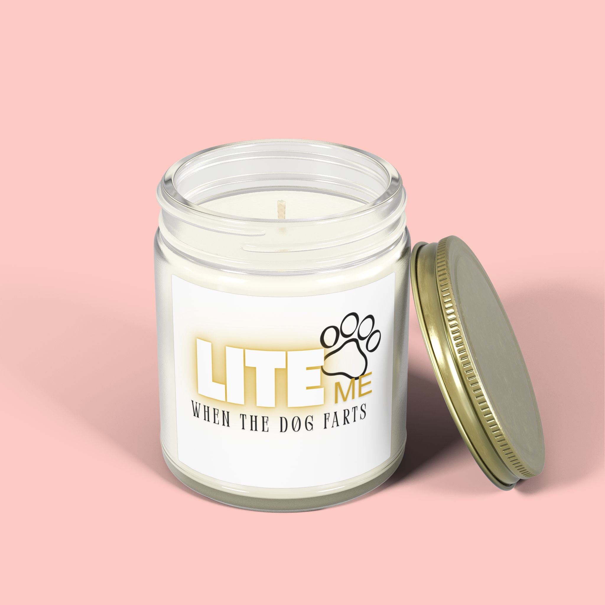 Coconut Apricot Scented Candle — "Lite Me When The Dog Farts" (4oz / 9oz)