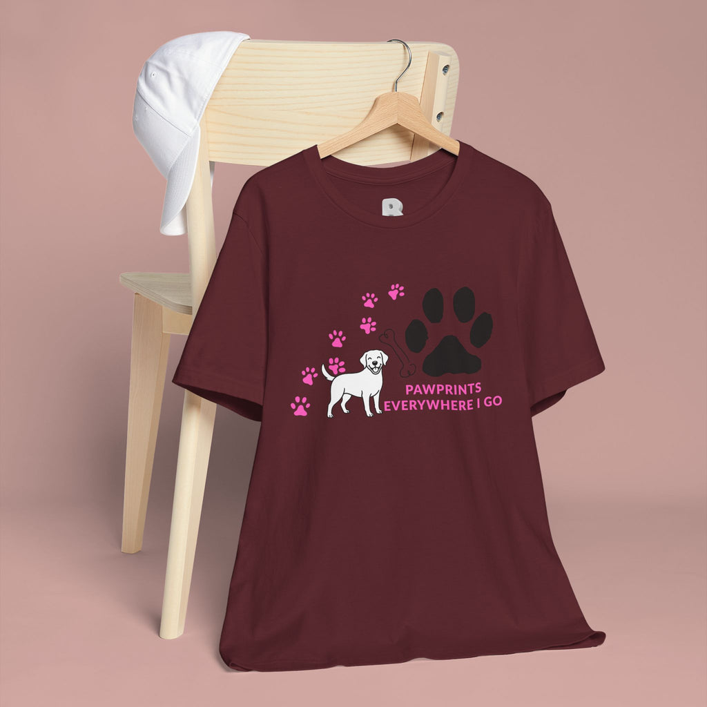 Dog Pawprint T-Shirt — "Pawprints Everywhere I Go" Cute Pet Lover Tee