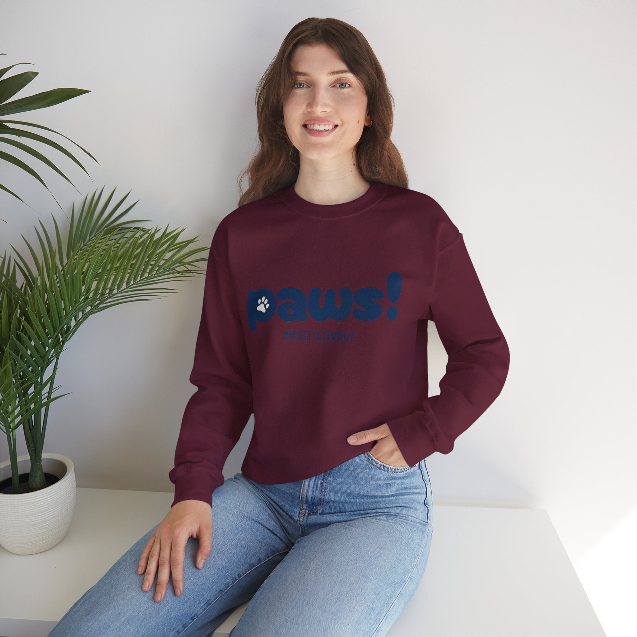 Paws! Cute Graphic Crewneck Sweatshirt — "Most Lovely" Pet Lover Pullover