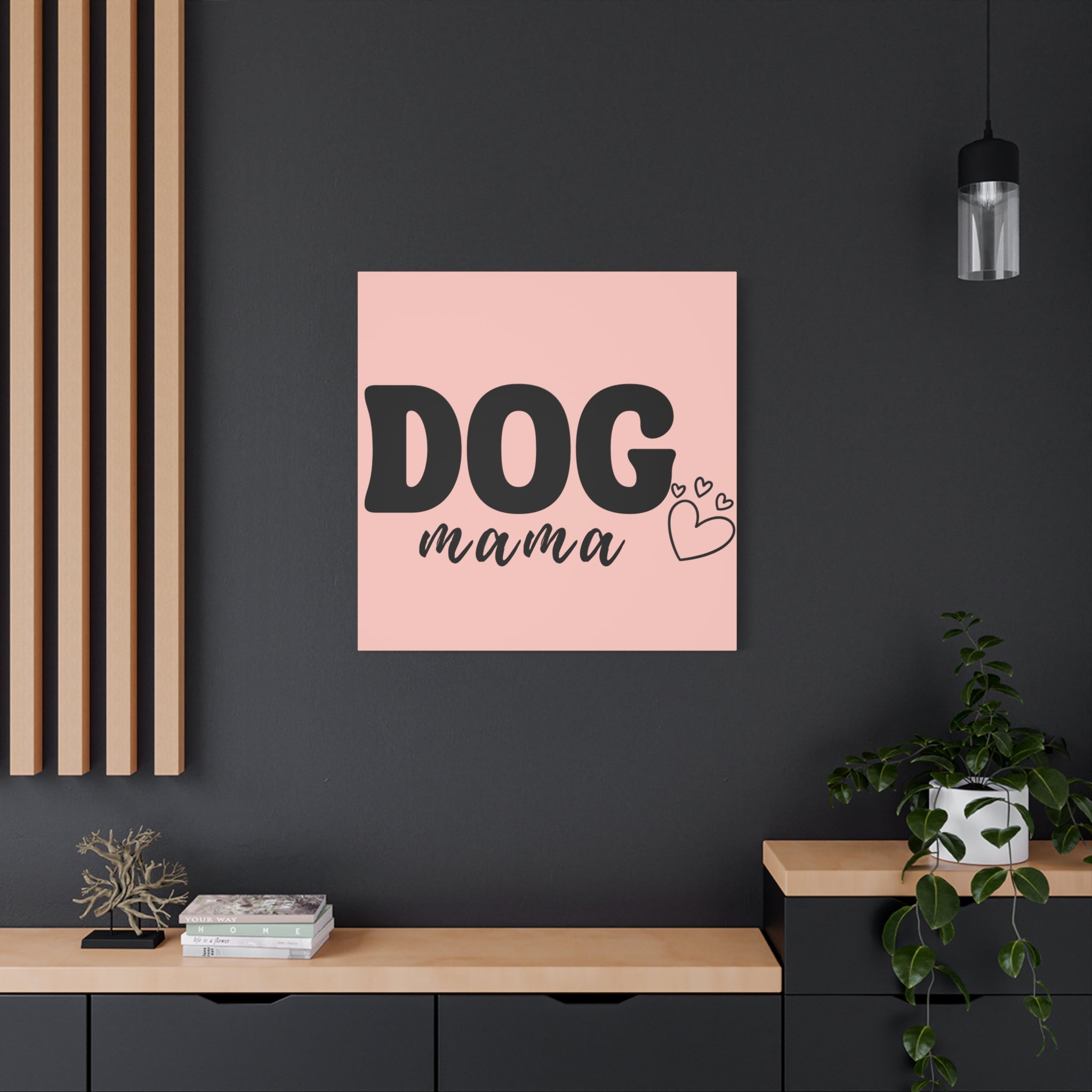Dog Mama Pink Canvas Wall Art — Heart Pet Mom Decor
