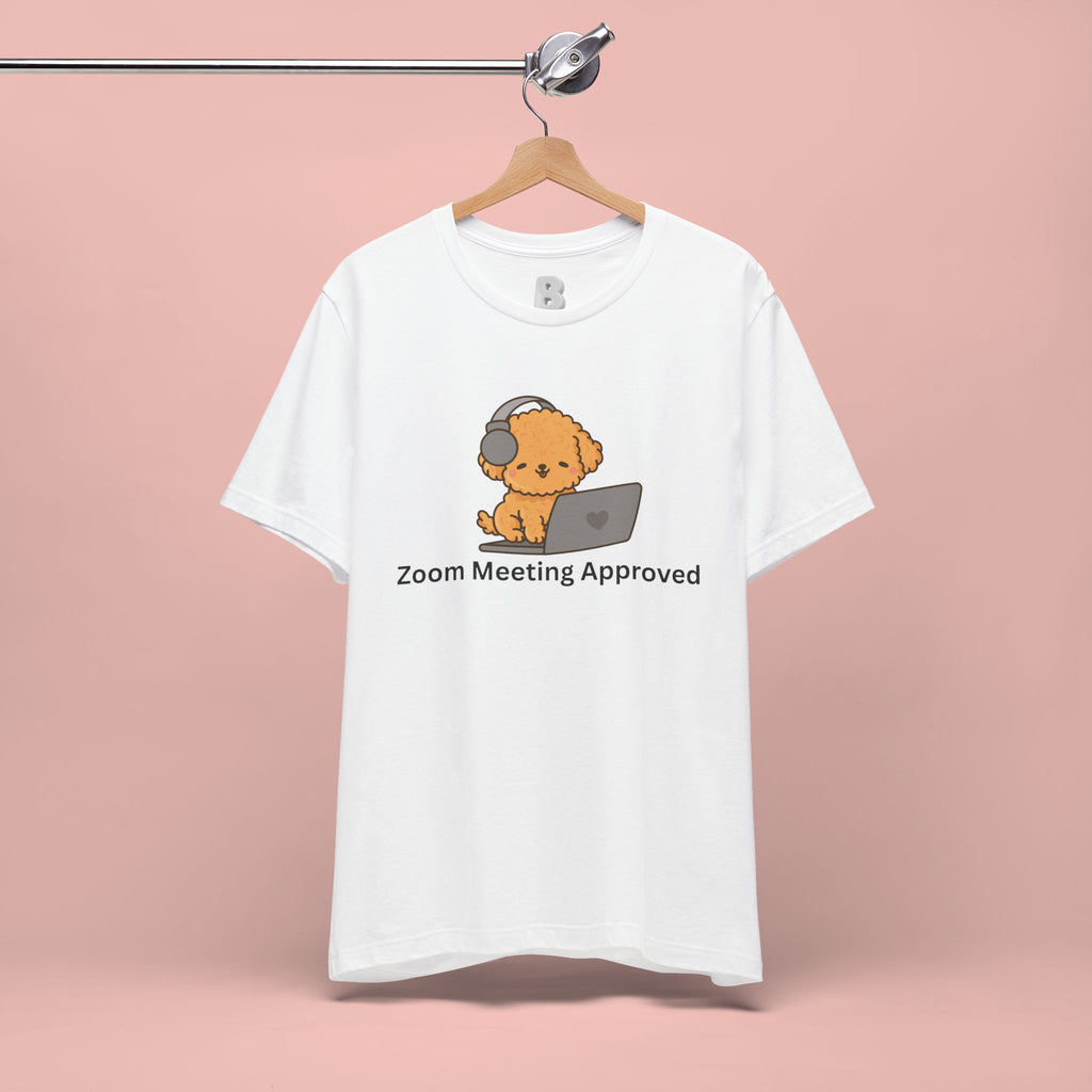 Zoom Meeting Approved Tee — Cute Puppy with Headset Laptop Graphic