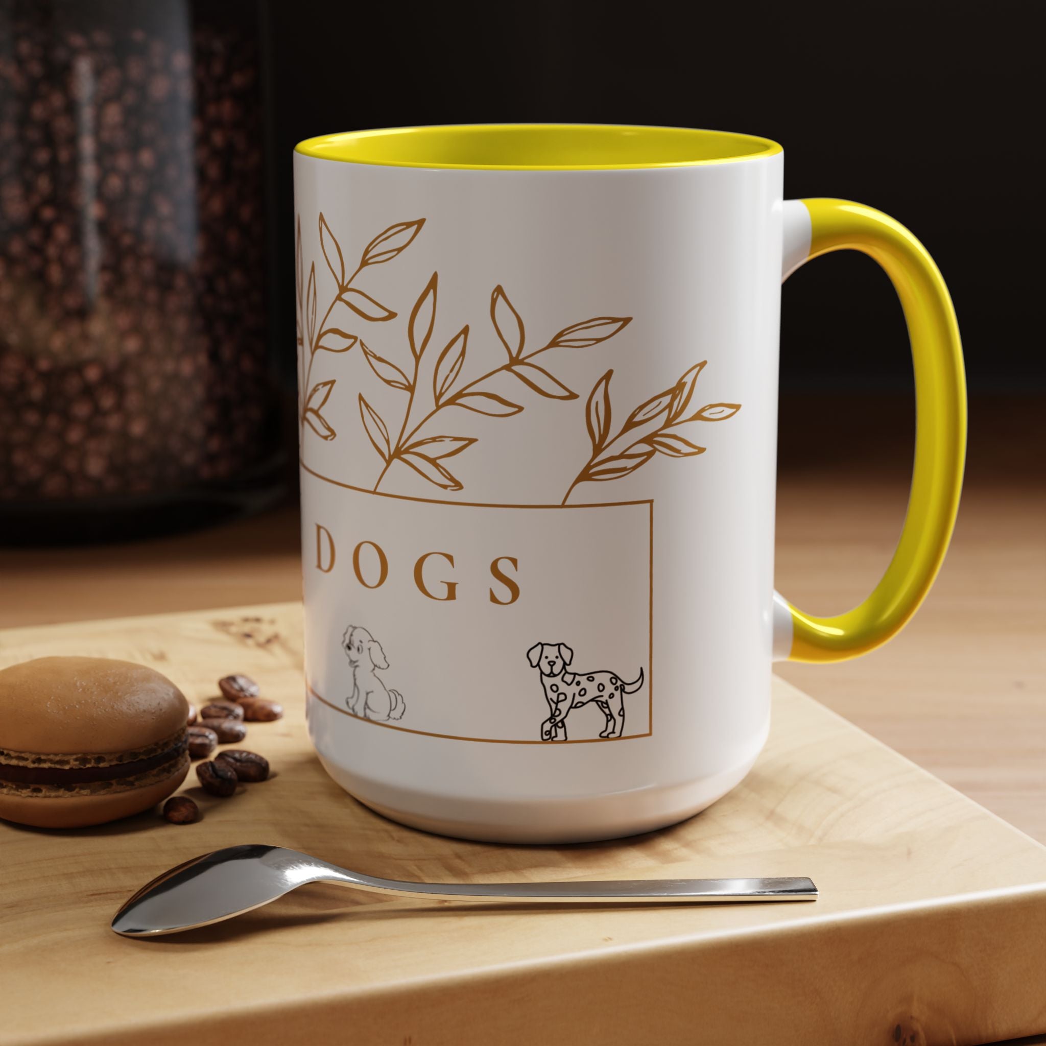 I Love Dogs Accent Coffee Mug — Gold Leaf Dog Lover Ceramic Mug (11oz & 15oz)