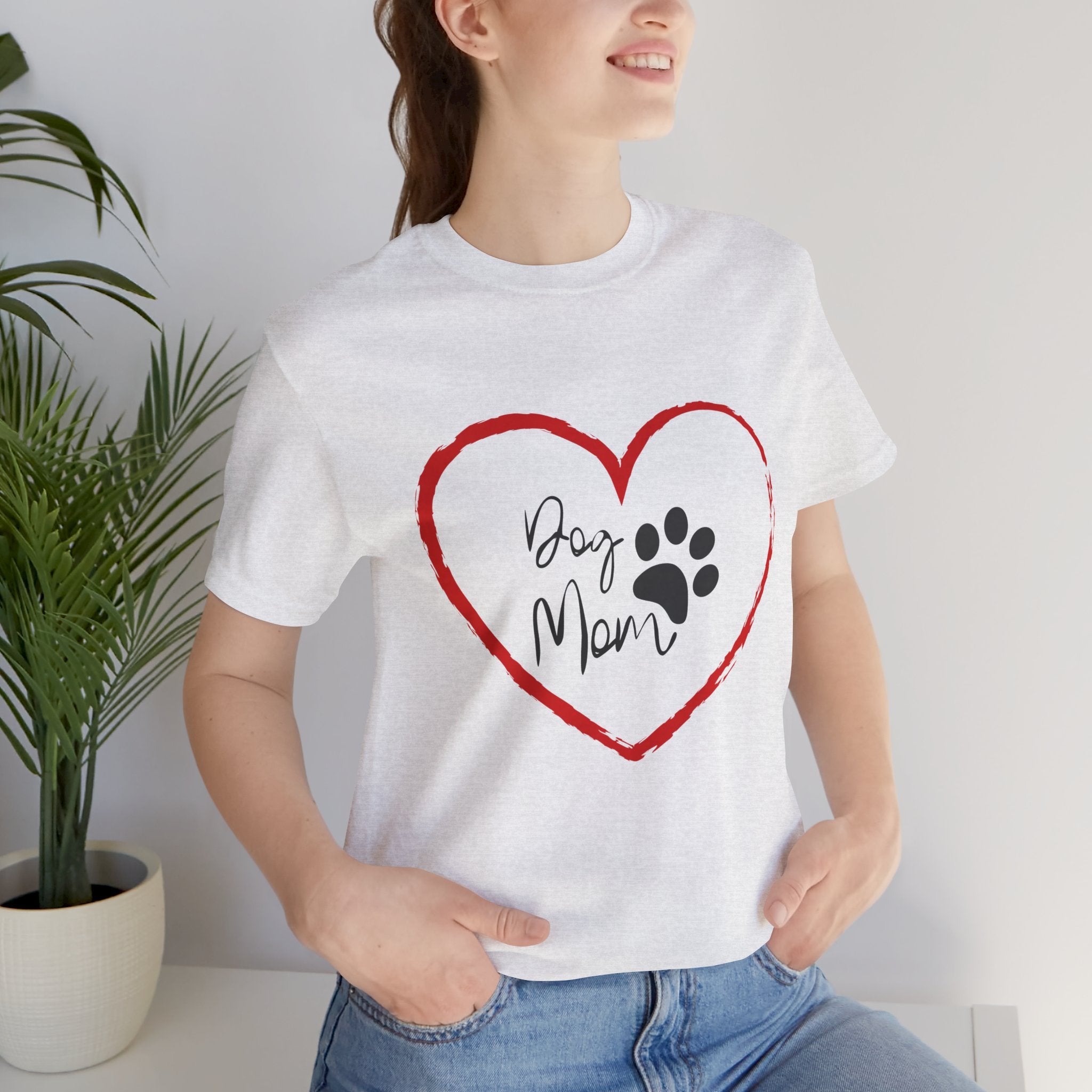 Dog Mom Heart Paw T‑Shirt