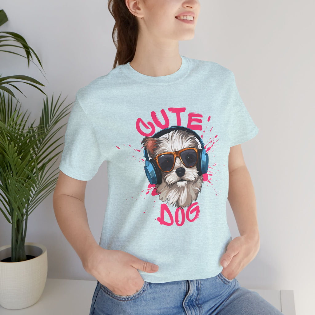 Cute Dog Tee — Headphones Puppy Graphic T-Shirt