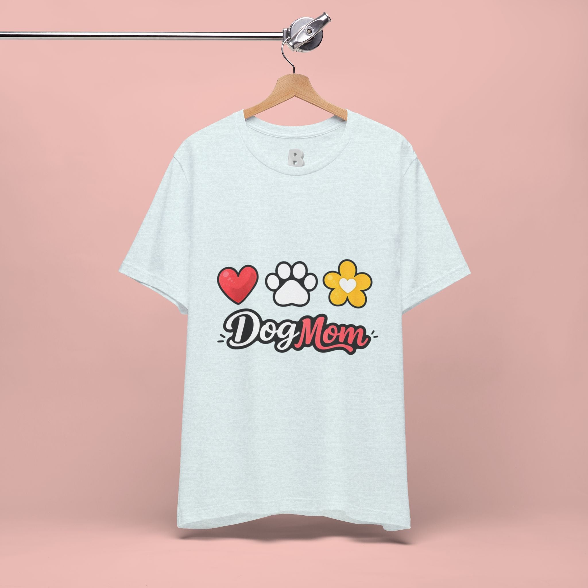 Dog Mom T-Shirt – Heart, Paw & Flower Graphic Tee