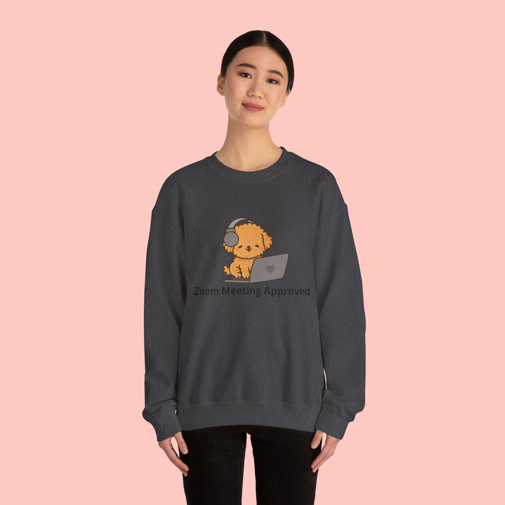 Crewneck Sweatshirt - Cute Puppy "Zoom Meeting Approved" Graphic
